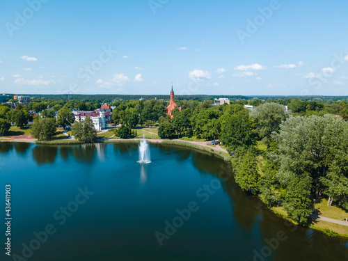 Skyline of the city of Druskininkai, Lithuania. 