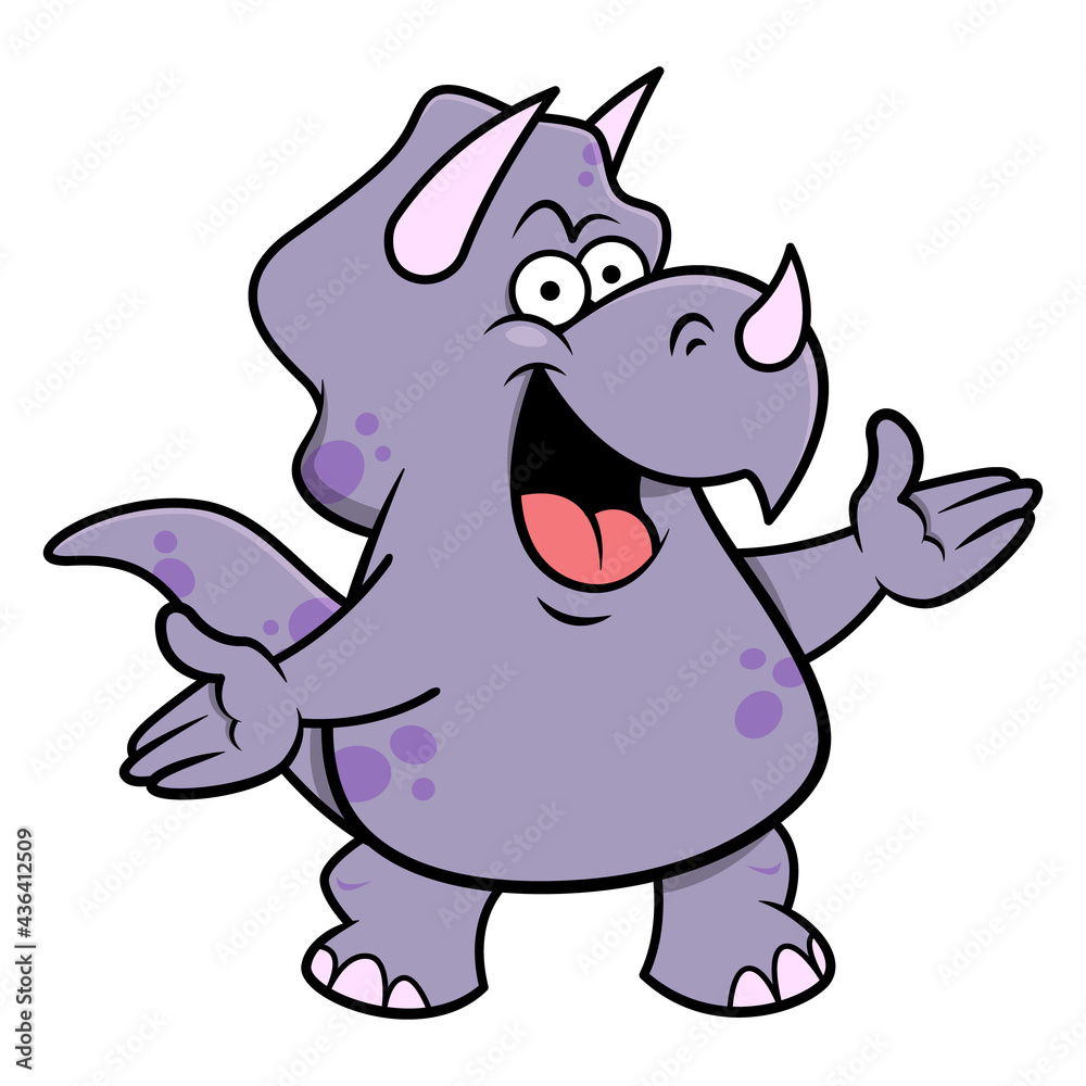 Funny Triceratops cartoon character standing and greeting, suitable for mascot, logo, and sticker with prehistoric themes for kids Funny Triceratops cartoon character standing and greeting, suitable for mascot, logo, and sticker with prehistoric themes for kids