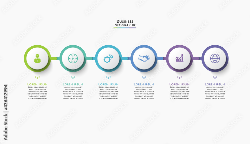 Vetor de Business data visualization. timeline infographic icons ...