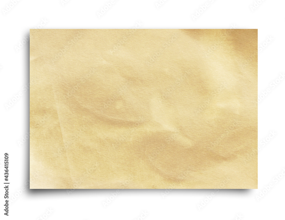 old sheet paper isolated on white background, this has clipping path.