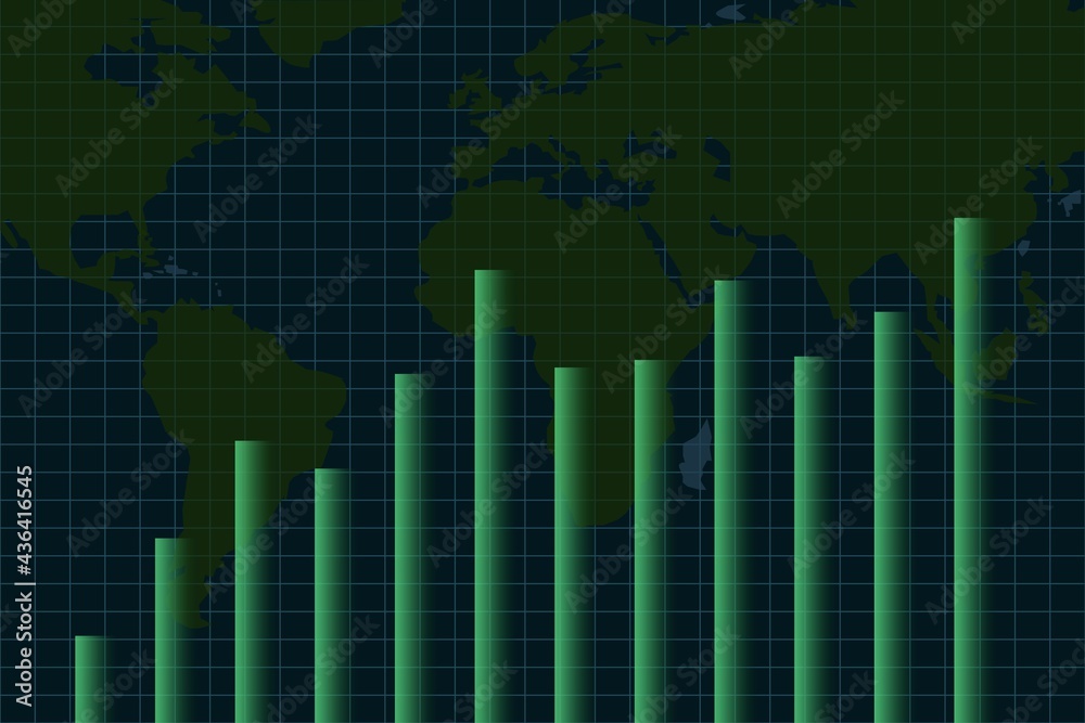 Double exposure of financial chart on empty room interior background. Forex market concept.