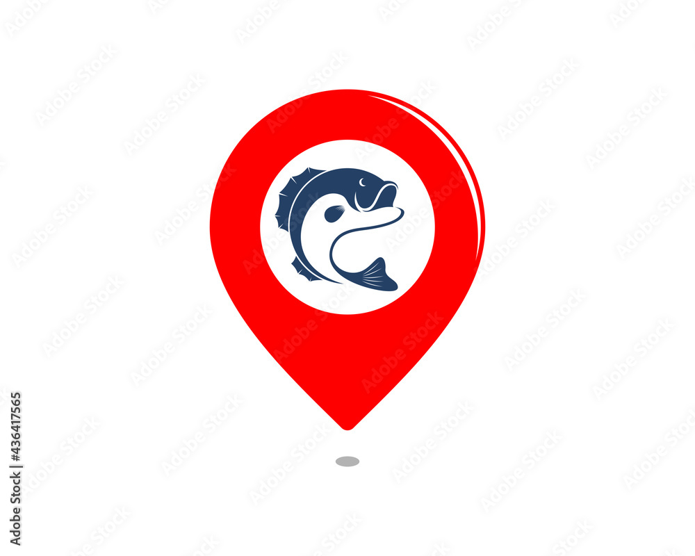 Fish inside the point location logo Fish inside the point location logo