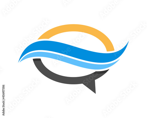 Bubble chat with blue wave in the middle