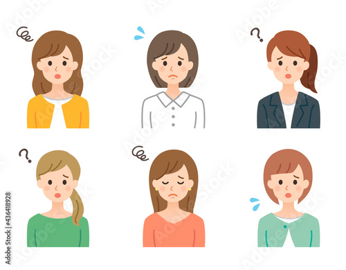 困り顔の女性 シンプルなイラスト素材