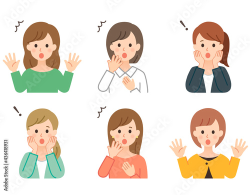 ビックリしている女性 シンプルなイラスト素材