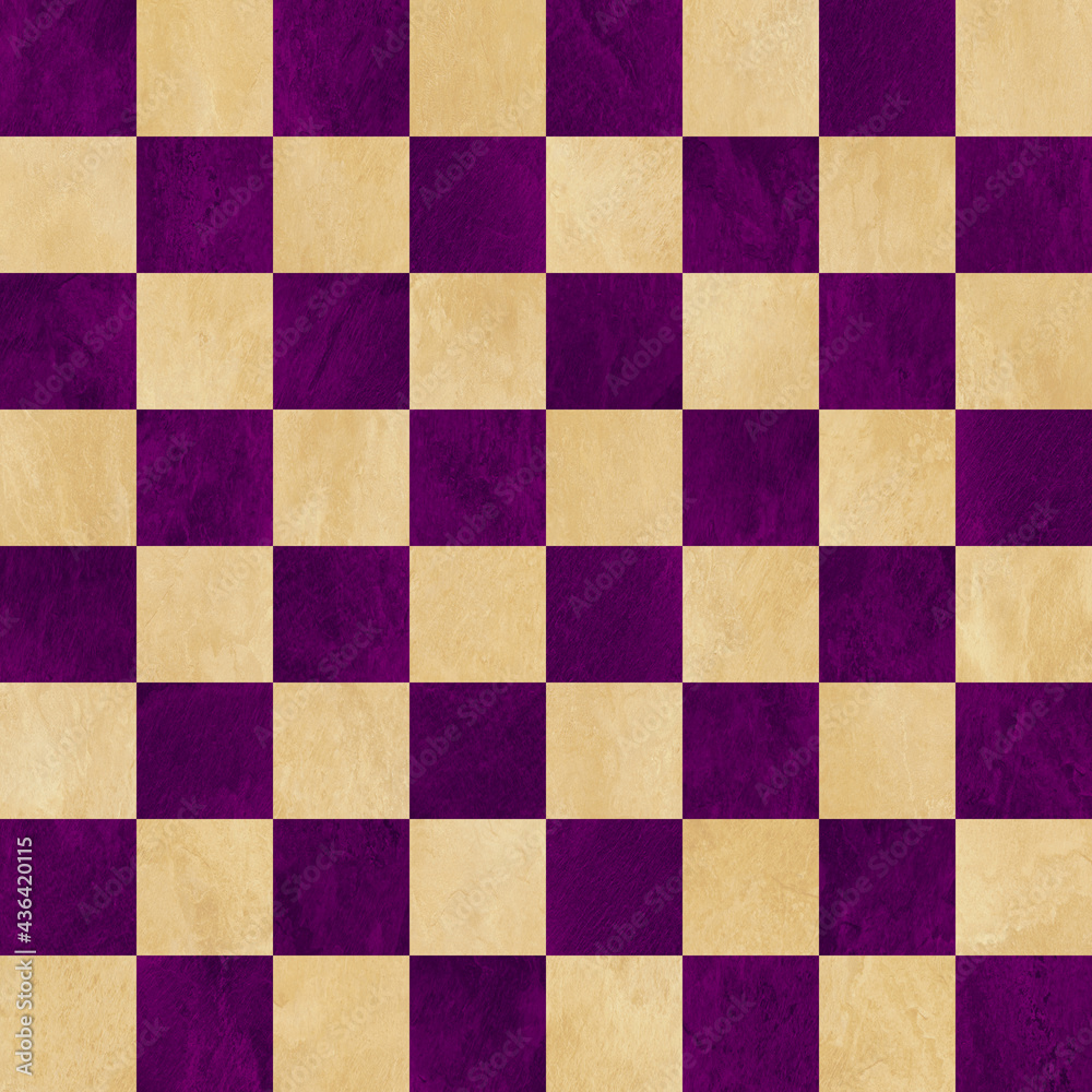 Purple and tan checkered chess board background. Polished marbled stone textured squares. Seamless. Purple and tan checkered chess board background. Polished marbled stone textured squares. Seamless.