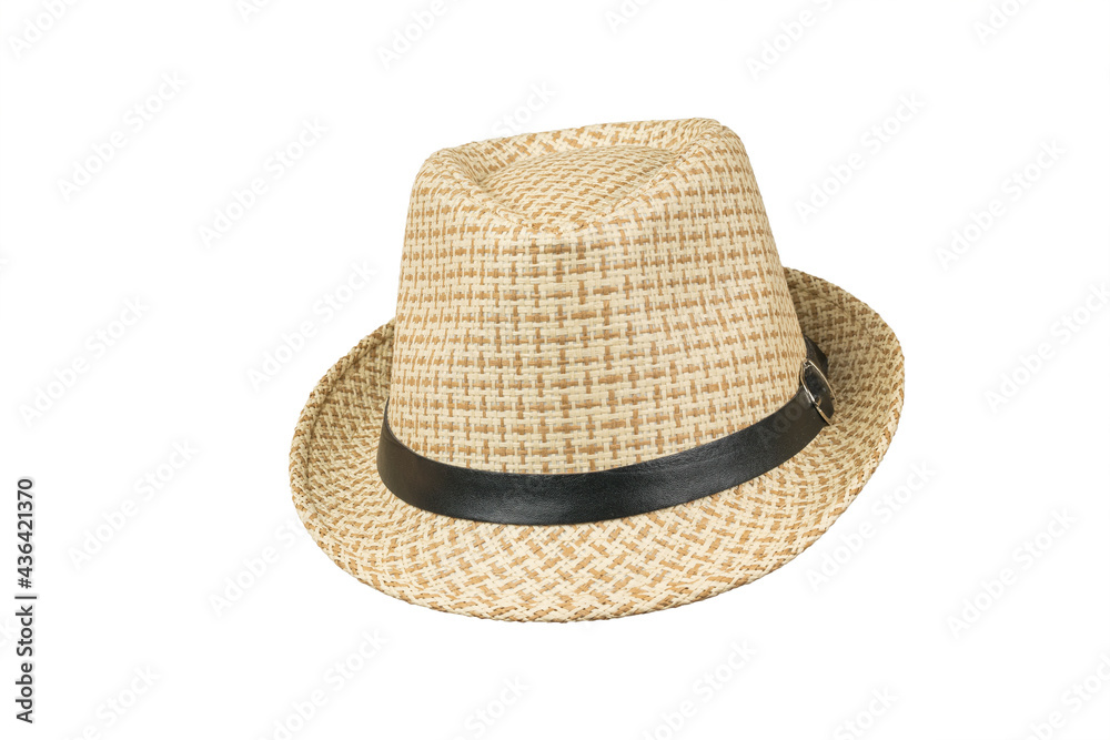 Front view of a men's summer hat isolated on a white background.