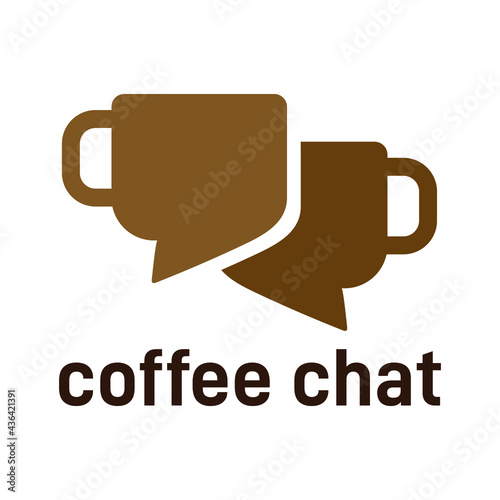 coffee chat bubble mug logo vector