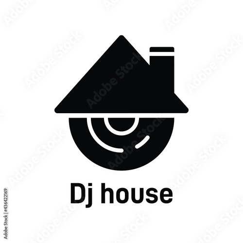 Vinyl home logo template. Vector music icon or emblem