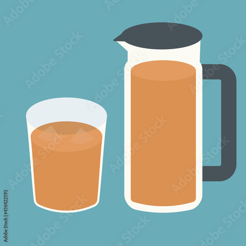 シンプルでかわいい麦茶のイラスト フラットデザイン