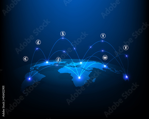 Global business technology network illustration