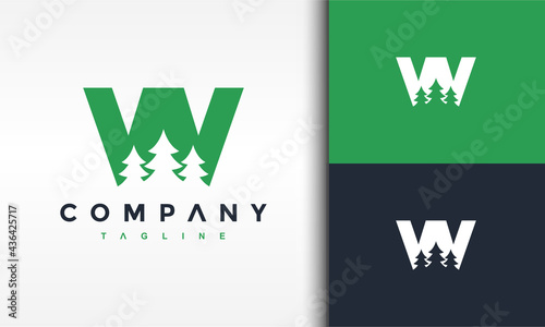 letter W fir tree logo