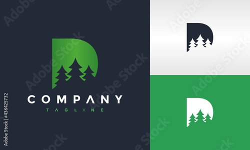 letter P fir tree logo