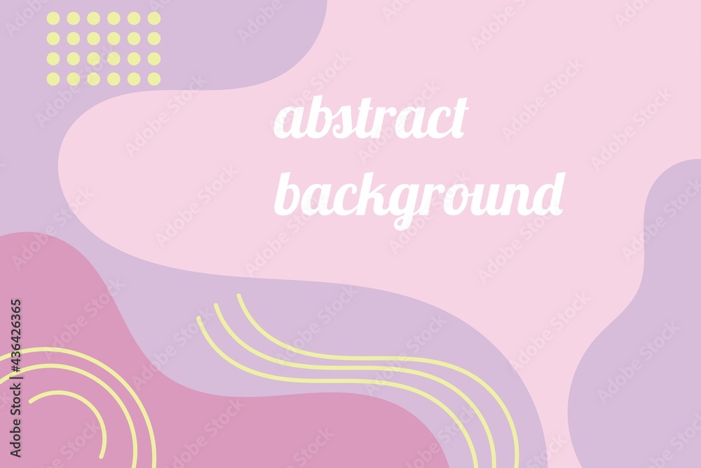 Flat pink wavy abstract background with pretty dots and curved lines