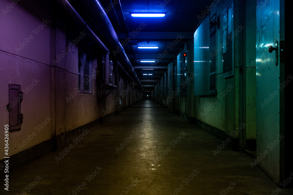 Obraz premium 暗い不気味な廊下 アンダーグラウンドイメージ