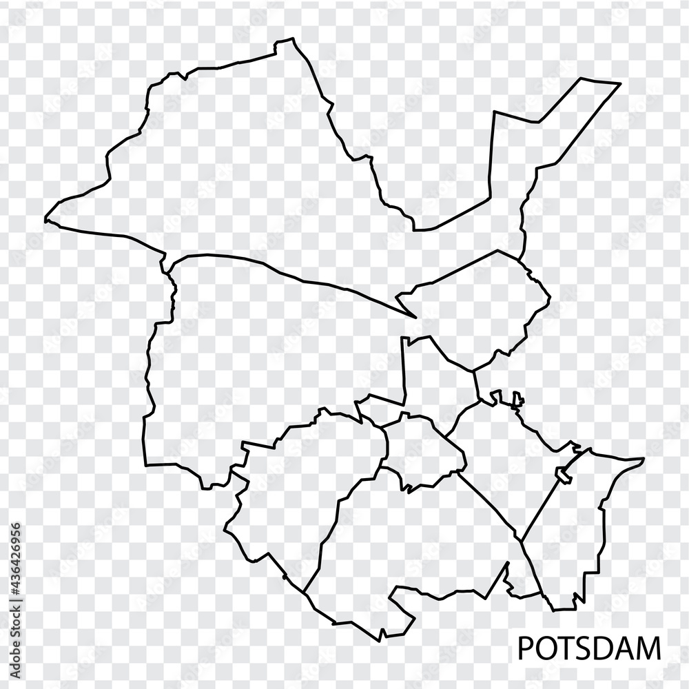 High Quality map of Potsdam is a city The Germany, with borders of the ...