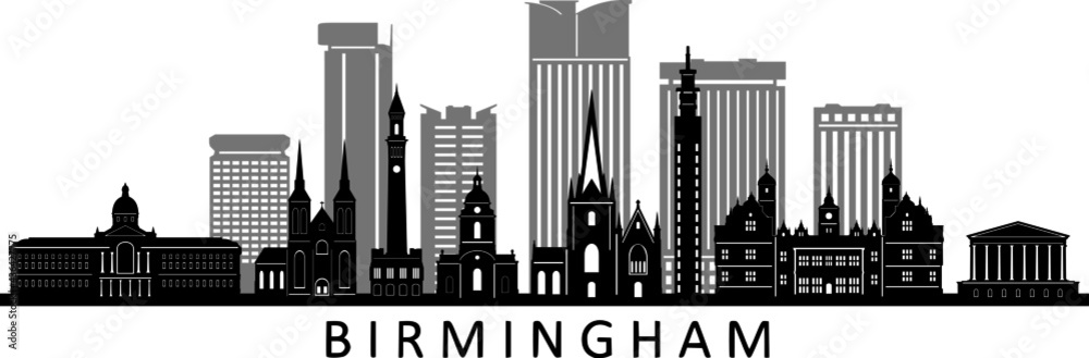 Fototapeta premium BIRMINGHAM England SKYLINE City Silhouette 