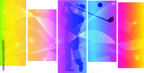 Golf logo design. Colorful sport background. Website Landing Page. Template for apps. Modern geometric. Vector illustration.