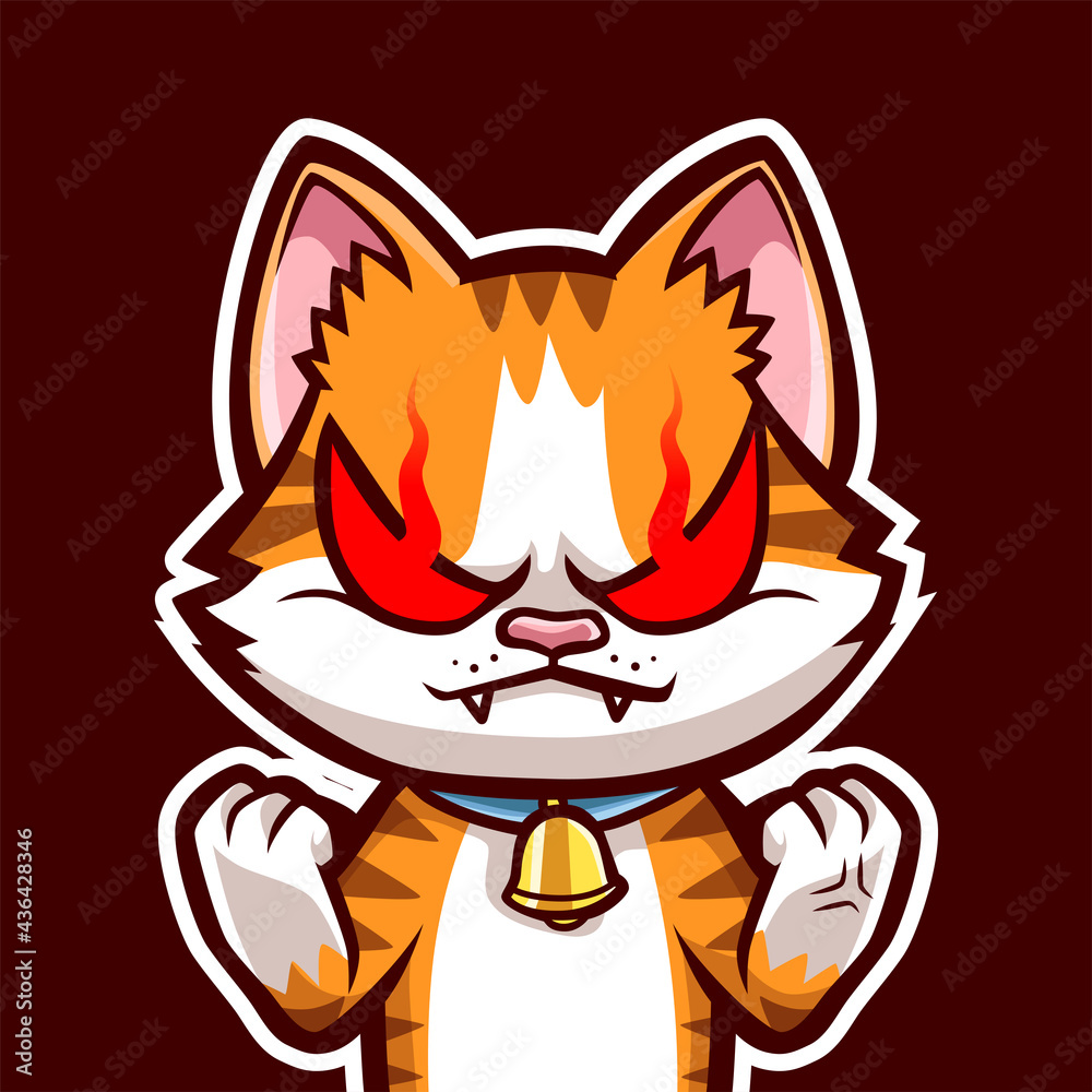 Fototapeta premium Angry cat cartoon mascot illustration