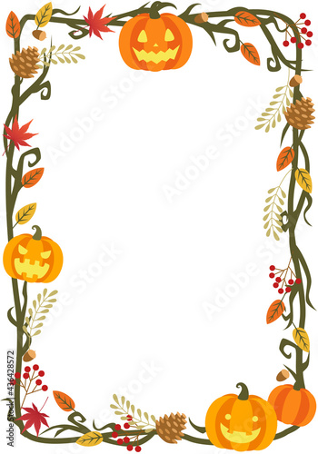 秋のハロウィンのベクターイラストフレーム背景
