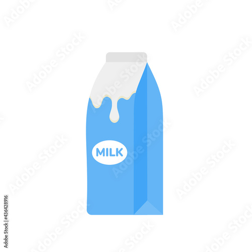 milk packing, glass of milk on white,dairy products background. Icon,Vector,illustration cartoon style.