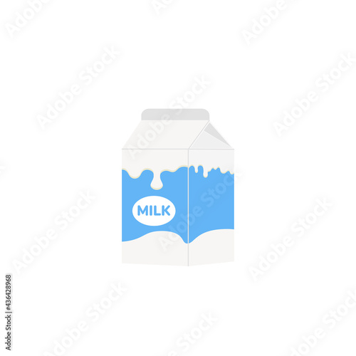 milk packing, glass of milk on white,dairy products background. Icon,Vector,illustration cartoon style.