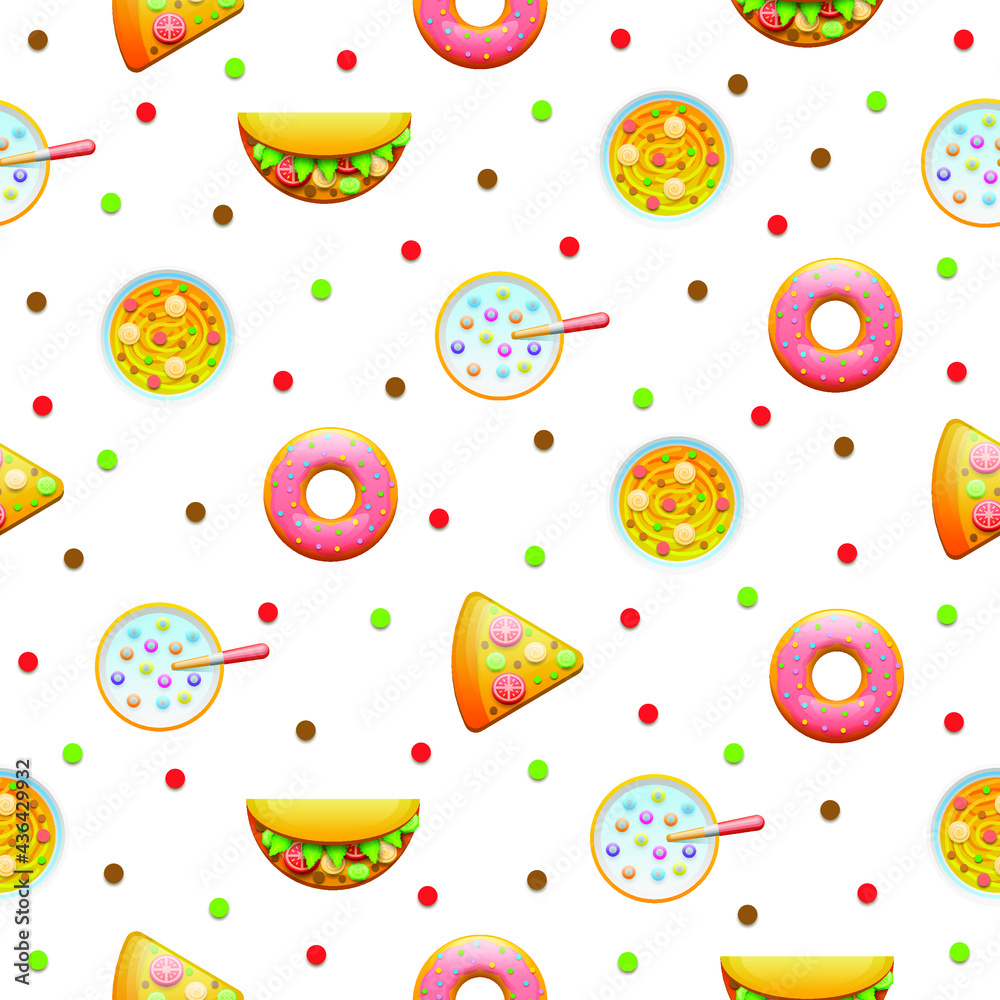 Seamless Pattern Abstract Elements Fast Food Vector Design Style Background Illustration Seamless Pattern Abstract Elements Fast Food Vector Design Style Background Illustration