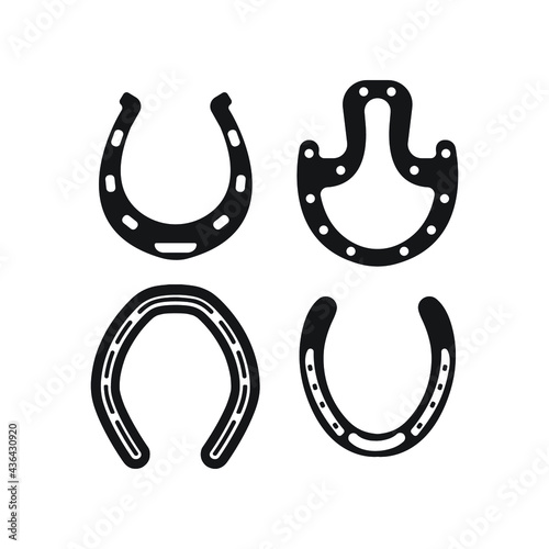 Horse horseshoe vector icon. Horseshoe symbol on white background