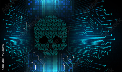 cyber hacker attack background, skull vector