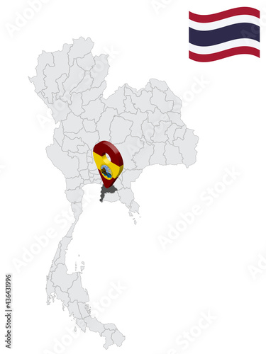 Location of Chonburi Province on map Thailand. 3d Chonburi flag map marker location pin. Quality map with Provinces of Thailand for your web site design, app, UI. EPS10.