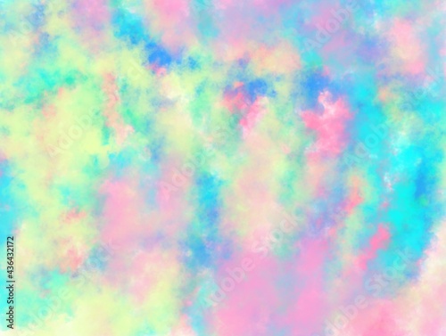 Unicorn galaxy pattern. Pastel cloud and sky with glitter. Cute bright paint like candy background theme. Concept to montage or present your product, for women, girls in princess style