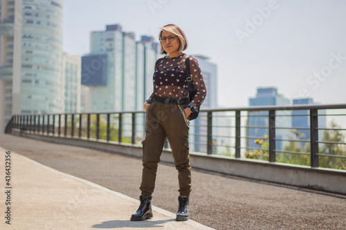 woman walking on the street