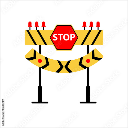 Construction Barrier Icon, Roadblock Barrier Icon