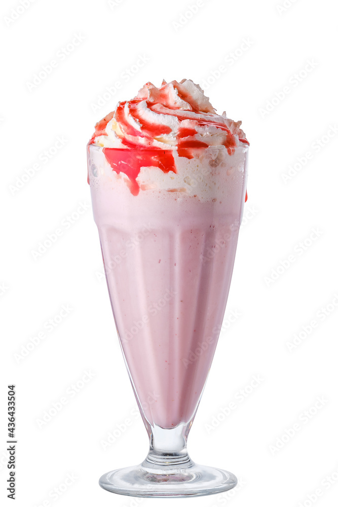 Milkshake with whipped cream and chocolate bar isolated on white Milkshake with whipped cream and chocolate bar isolated on white