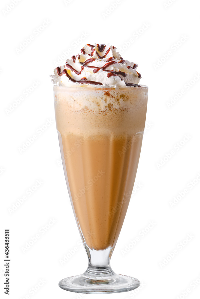 Chicolate milkshake with caramel isolated on white Chicolate milkshake with caramel isolated on white