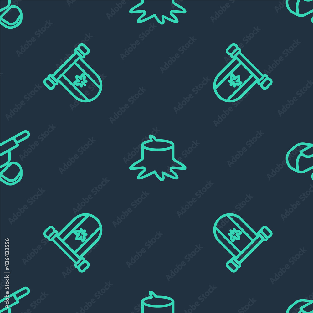 Set line Tree stump, Pennant Canada and Peameal bacon on seamless pattern. Vector Set line Tree stump, Pennant Canada and Peameal bacon on seamless pattern. Vector