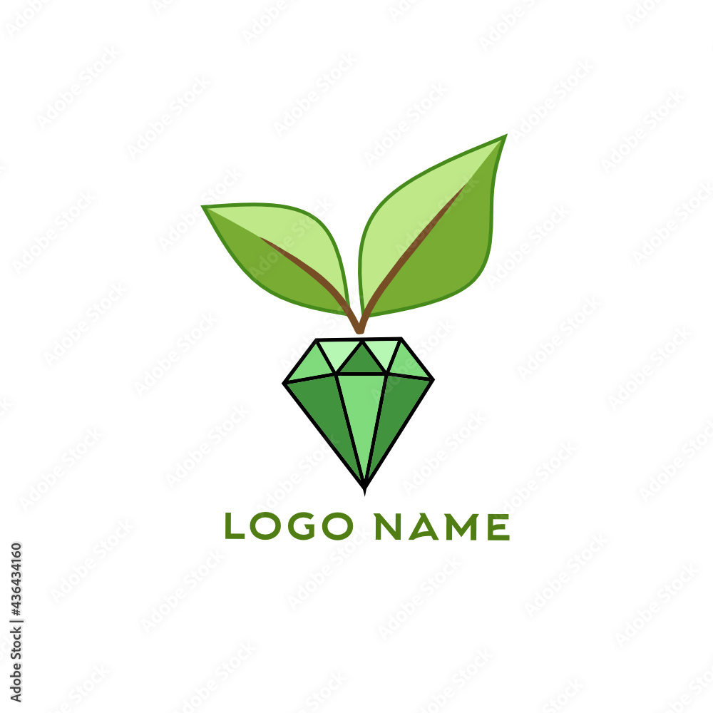 Diamond and leaf logo