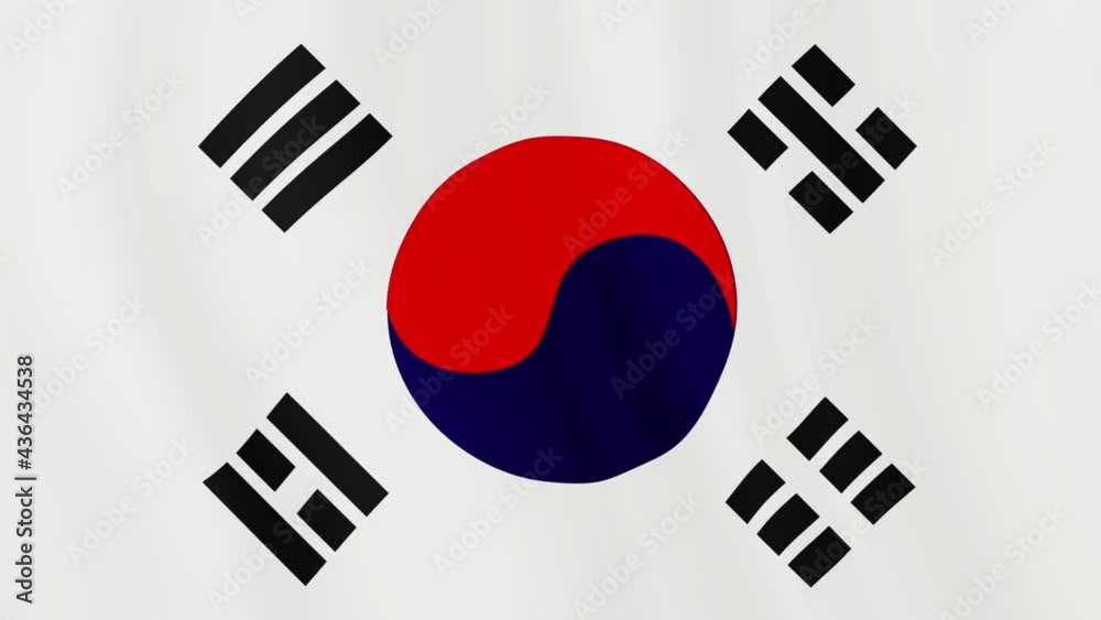 South Korea flag waving in the wind with high quality texture in 4K National Flag South Korea flag waving in the wind with high quality texture in 4K National Flag