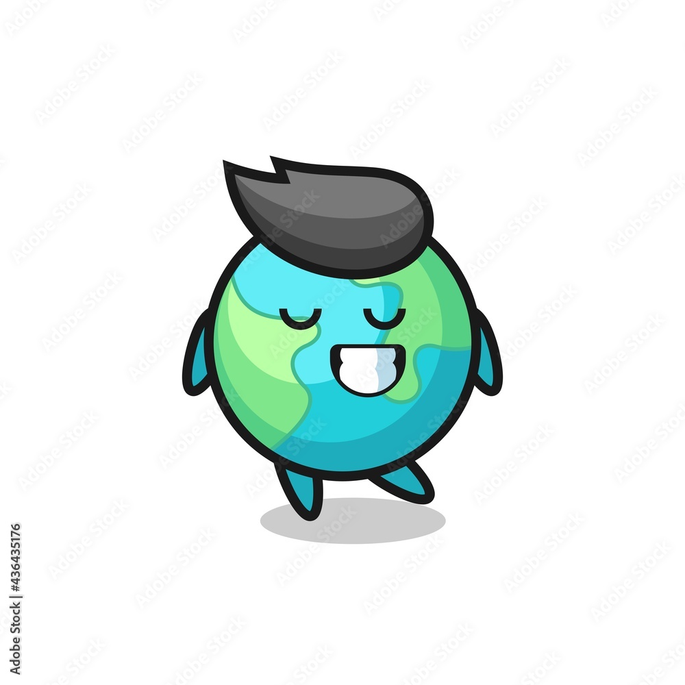 earth cartoon illustration with a shy expression