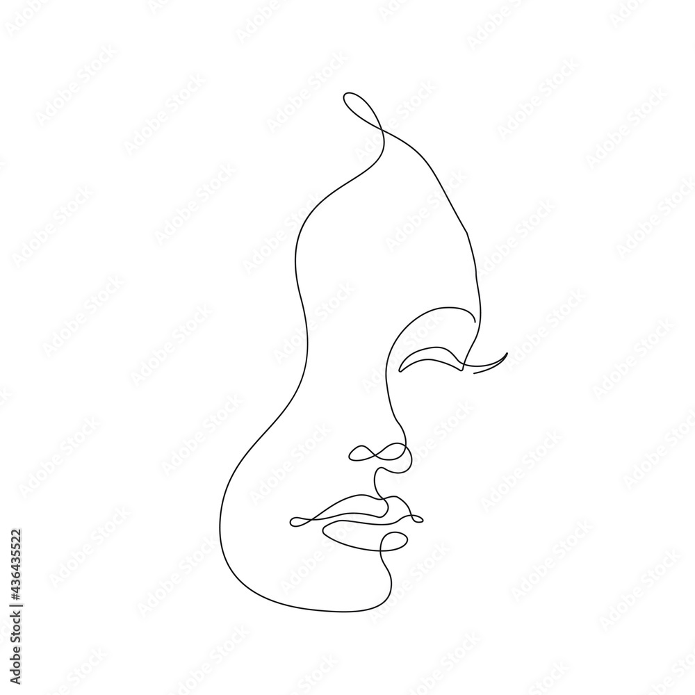 Beautiful Woman Face One Line Drawing. Attractive Woman Portrait Minimalist Style. Female Face Beauty Concept. Continuous One Line Drawing. Black and White Vector Illustration Beautiful Woman Face One Line Drawing. Attractive Woman Portrait Minimalist Style. Female Face Beauty Concept. Continuous One Line Drawing. Black and White Vector Illustration