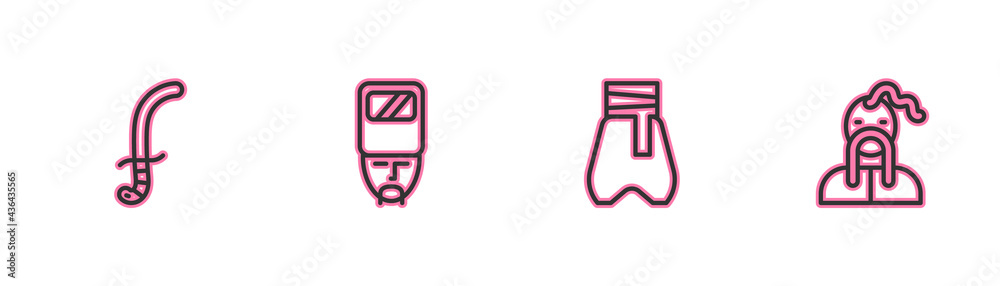 Set line Medieval sword, Cossack pants, Ukrainian cossack and icon. Vector Set line Medieval sword, Cossack pants, Ukrainian cossack and icon. Vector