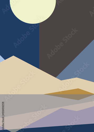 Geometric landscape generative art poster illustration