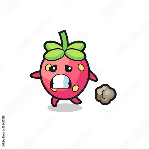 illustration of the strawberry running in fear