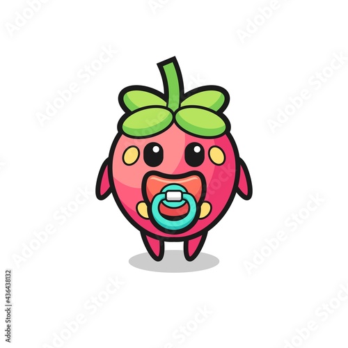 baby strawberry cartoon character with pacifier