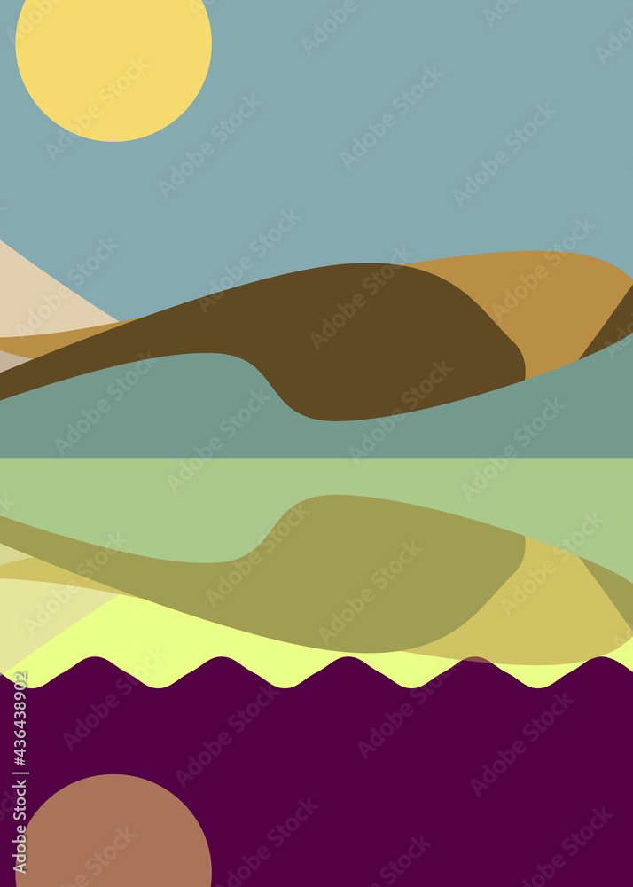 Geometric landscape generative art poster illustration Geometric landscape generative art poster illustration