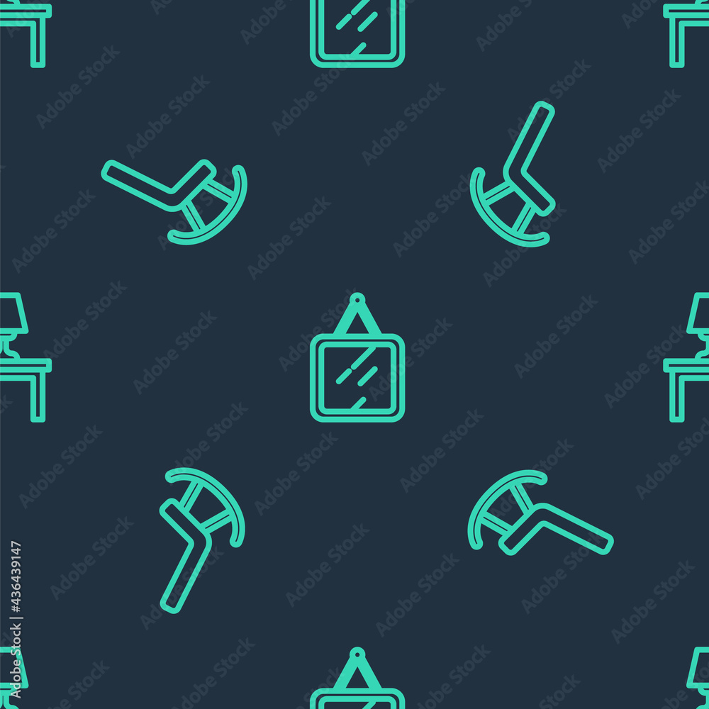 Set line Mirror, Armchair and Table lamp on table on seamless pattern. Vector Set line Mirror, Armchair and Table lamp on table on seamless pattern. Vector