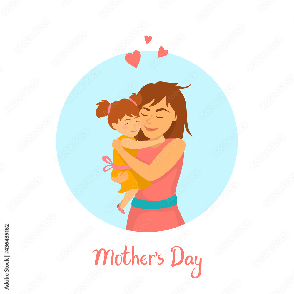 little baby daughter hugging mom cute sweet happy mother day isolated vector illustration scene little baby daughter hugging mom cute sweet happy mother day isolated vector illustration scene