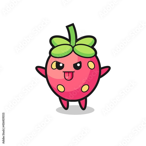 naughty strawberry character in mocking pose