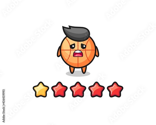 the illustration of customer bad rating, basketball cute character with 1 star © heriyusuf