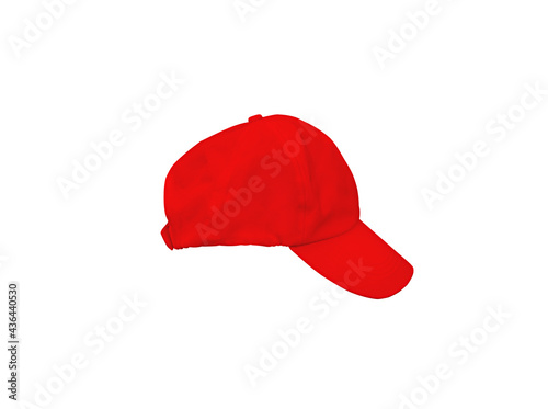 Red baseball cap isolated on  background , clipping path